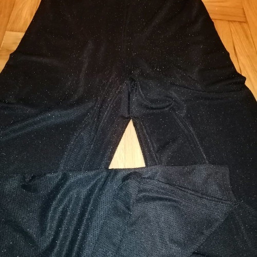 Elegant pants new, black glitter bell-bottom with elastic waist