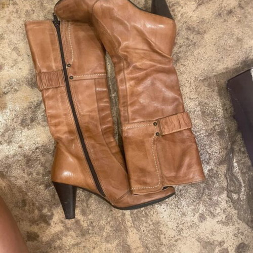 Leather boots, brown, size 37
