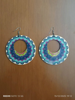 Wooden boho earrings used feux