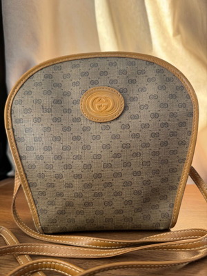 Gucci Monogram Supreme Χιαστί Τσάντα Μεταχειρισμένη, μπεζ καφέ