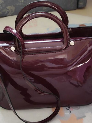 Zara small handbag new, burgundy red patent leather