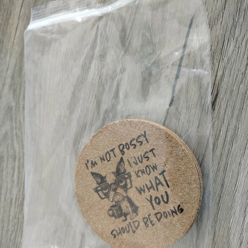 Set of 5 cork coasters with dog designs new