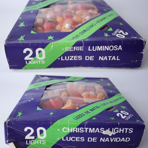 Christmas lights vintage set of 20 with teddy bears and Santa boots