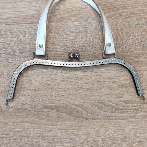 Metal bag frame clasp 27cm with leather handle new