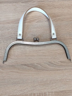 Metal bag frame clasp 27cm with leather handle new