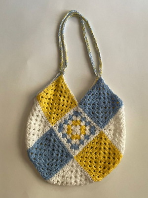 Handmade Crochet Shoulder Bag Blue and Yellow new