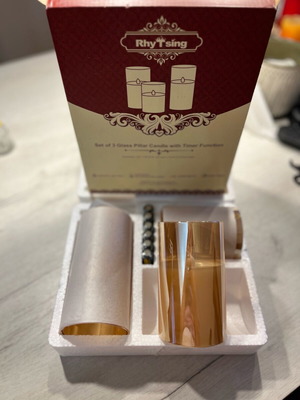 Комплект от 3 стъклени LED свещи на батерии нови