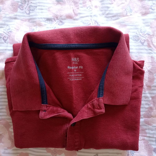 Marks & Spencer men's short-sleeve shirt medium used, red cotton