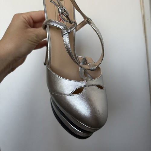 Nak leather high heels like new, silver, size 37