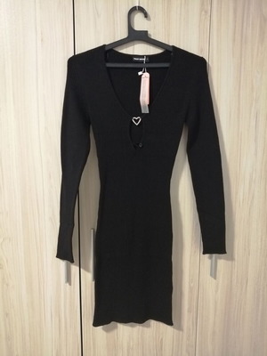 Tally Weijl black knitted mini dress with heart detail