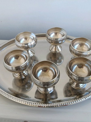 Vintage ice cream set with 6 bowls and Pal Palamidis tray like new