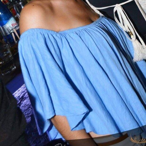 Crop shirt blue like new with built-in bustier
