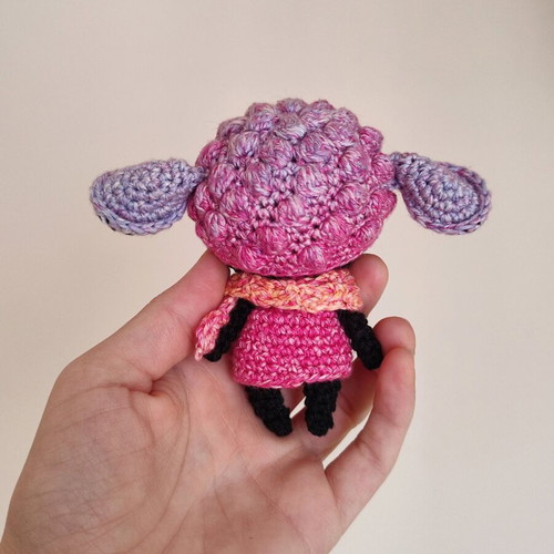 Amigurumi doll new, black girl with pink dress
