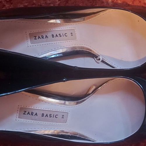 Zara Black Patent Pumps New Size 39 With Chunky Heel