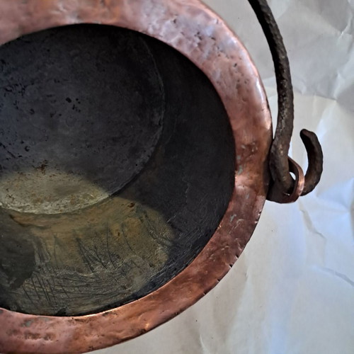 Copper vessel handmade 1930s used, 2 liters capacity