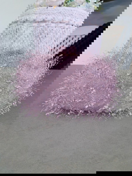 Michelle Moon rose pink feather clutch