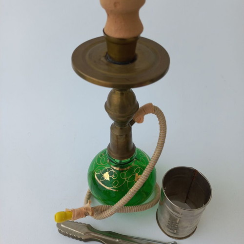 Turkish authentic hookah like new, 90's, glass and brass