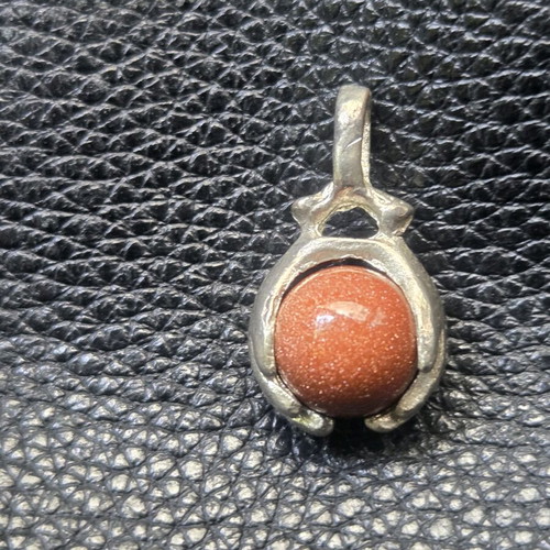 Vintage pendant like new Russian alpaca with orange goldstone