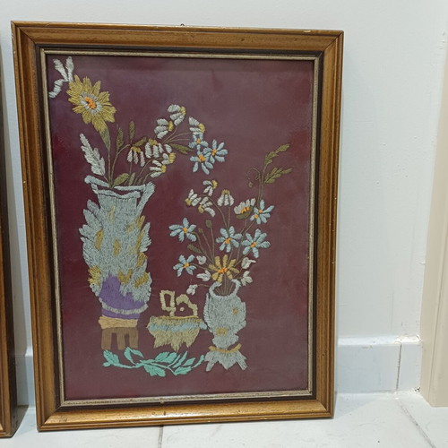 Antisymmetric embroidered paintings used, set of two