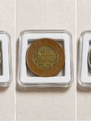 Czech Republic 3-coin collector set, 1 Kč 1993 first year