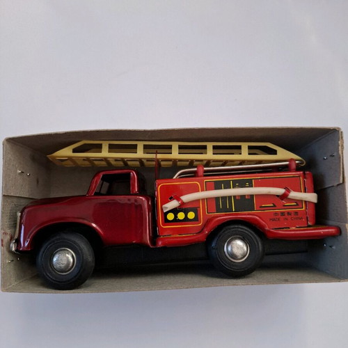 Old Chinese Tin Toy Fire Truck MF 163 like new