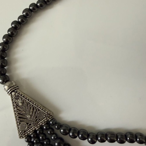 Necklace from black onyx handmade, new, silver accents