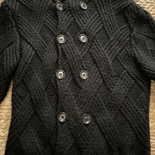 Woolen men's cardigan black used with hood size M