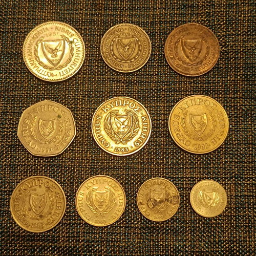 Cyprus coin collection used, 10 different coins