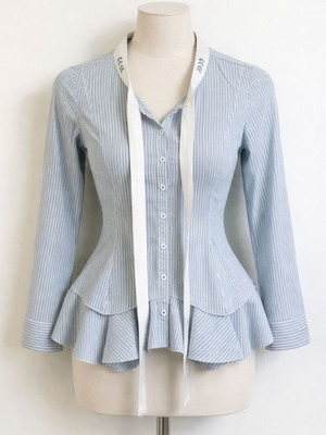 High by Claire Campbell striped ruffle shirt like new