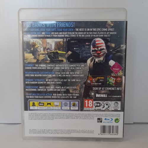 PayDay 2 PS3 game like new, full with manual, English version