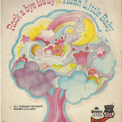 Children's vinyl record used, Rock a Bye Baby, 45 RPM