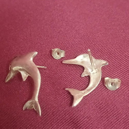 Silver dolphin earrings 2.5 cm, new, 925 silver