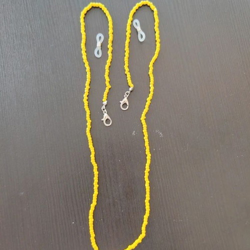 Glasses and mask chain with yellow beads and silver clips new