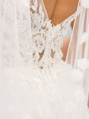 Romantic A-line wedding dress with 3D details