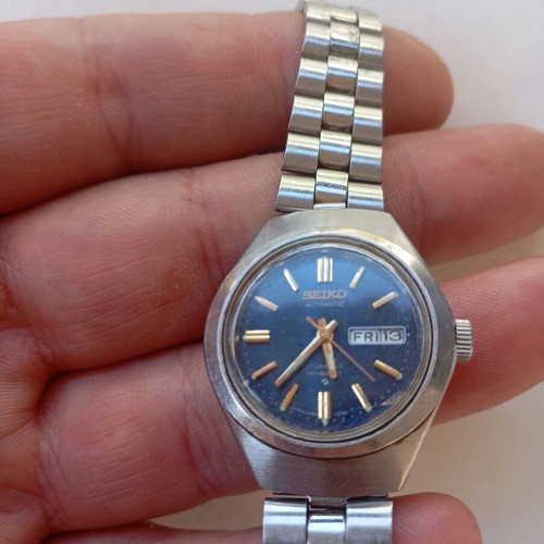 Seiko Hi-Beat women's automatic vintage watch used, blue dial