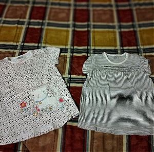 F&F baby , 2 κοντομάνικα μπλουζάκια 9-12 μηνών