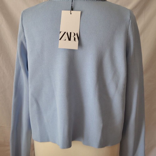 Zara blue jacket-style cardigan with rhinestones size M new