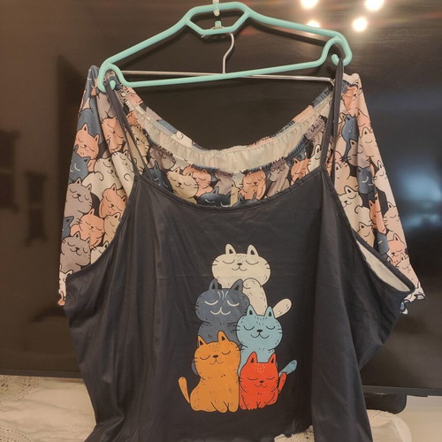 Pajama set 5XL blue with cat print, like new
