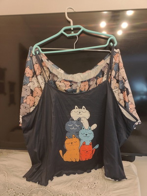 Pajama set 5XL blue with cat print, like new