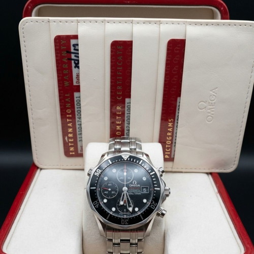 Omega Seamaster Diver 300M Chronograph watch like new, black and silver