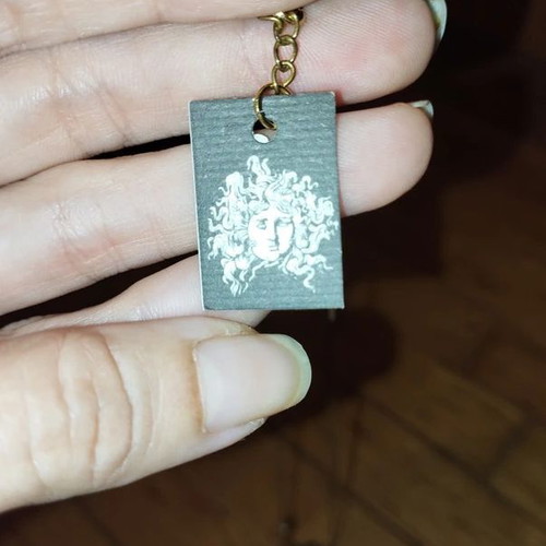Handmade metal pendant with cat, new, multicolor