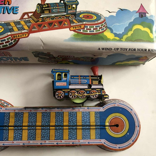 Wind-up toy trains Ananiadis and tin, used, set of 3