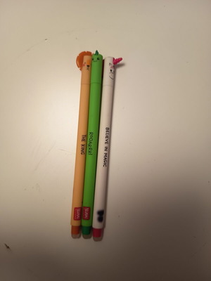 Legami erasable pens set of three with eraser pink green orange like new