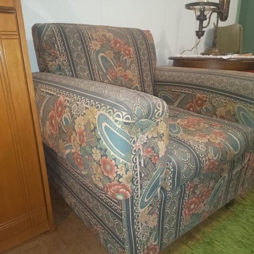 Vintage armchairs set of 2, restored with new foam and fabric