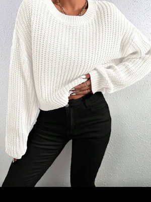 Πλεκτό πουλόβερ crop πολύ ελαστικό σαν καινούργιο, άσπρο