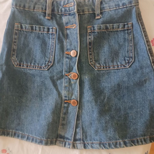 Bershka denim skirt with buttons, blue