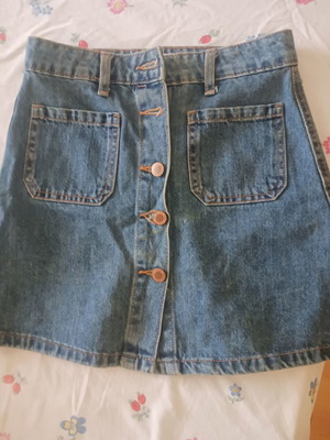 Bershka denim skirt with buttons, blue