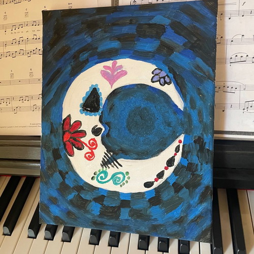 Moon painting A4 size with acrylic colors new
