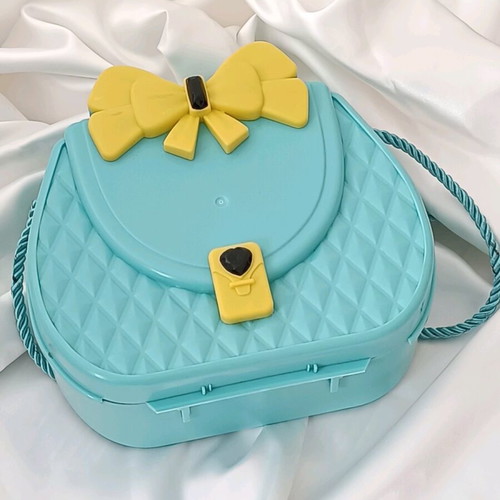Kids bags set used, pink and turquoise with bows