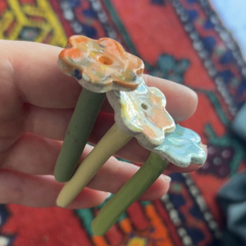 Ceramic flowers handmade, set of 3, new